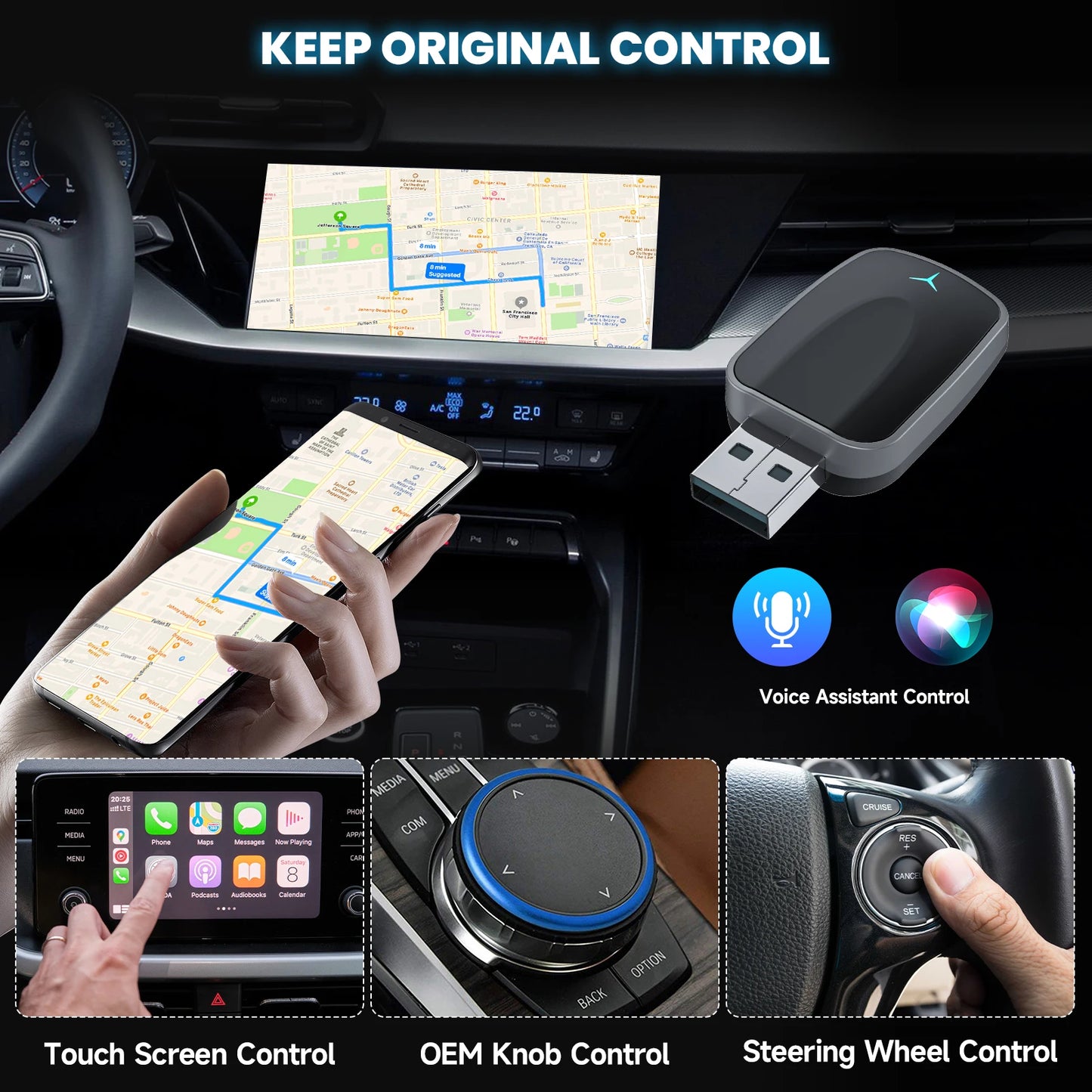 AutoLink™ - Wireless CarPlay Adapter & Android Auto Wireless Adapter Plug & Play