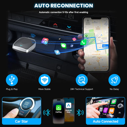 AutoLink™ - Wireless CarPlay Adapter & Android Auto Wireless Adapter Plug & Play